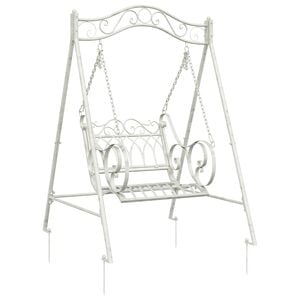 vidaXL Лавица с люлка Стомана 113 x 121,5 x 168 см Антично бяло