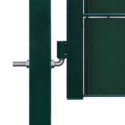 vidaXL Порта за ограда, PVC и стомана, 100x101 см, зелена