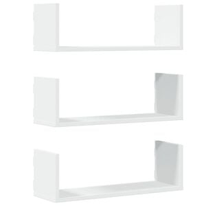 vidaXL Стенни рафтове, 3 бр, бели, 58x18x18 см, инженерно дърво