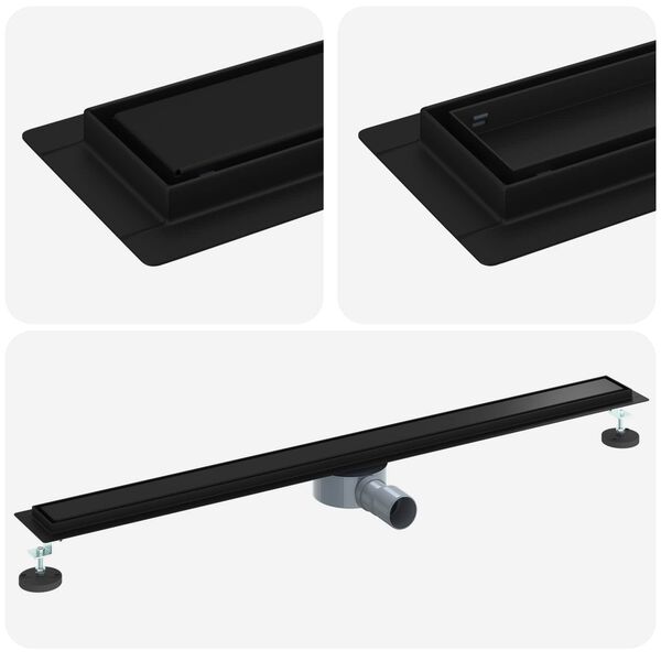 vidaXL Душ канал 2-в-1 с 360&deg; сифони Черно 100 cm