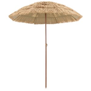 vidaXL Плажен чадър 160 x 160 x 196 см Полиестер и стомана Натурално