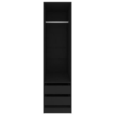 vidaXL Гардероб с чекмеджета, черен, 50x50x200 см, ПДЧ