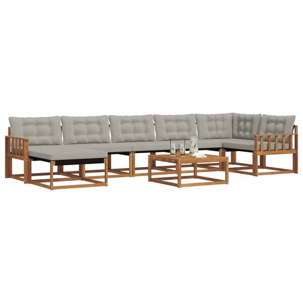 vidaXL Комплект дивани за открито 8 pcs Естествено и светло сиво