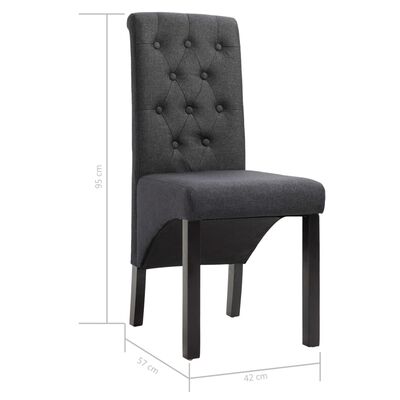 vidaXL Трапезни столове, 2 бр, тъмносиви, плат