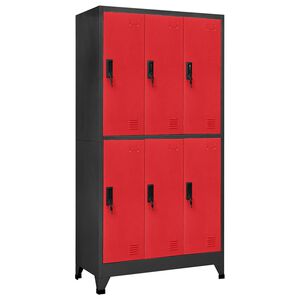 vidaXL Заключващ се шкаф, антрацит и червено, 90x45x180 см, стомана