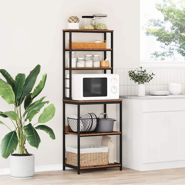 vidaXL Кухненски рафт Старо дърво 60 x 40 x 168 см Инженерно дърво