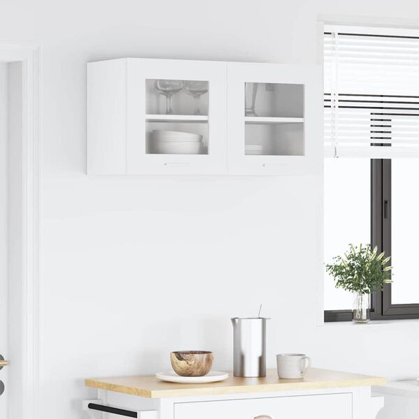 vidaXL Висящ шкаф със съхранение Бяло 80 x 31 x 40 см Инженерно дърво