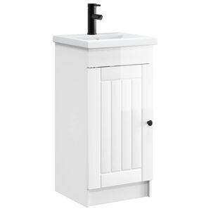 vidaXL Баня с мивка Бял гланц 42 x 40 x 84,5 см Инженерна дървесина