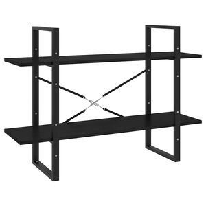 vidaXL 2-етажна библиотека, черна, 100x30x70 см, борово дърво масив