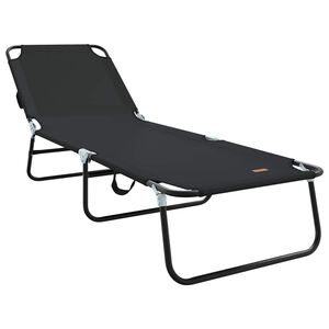 vidaXL Сгъваем шезлонг Черно 188 x 57 x 86,5 см Полиестер