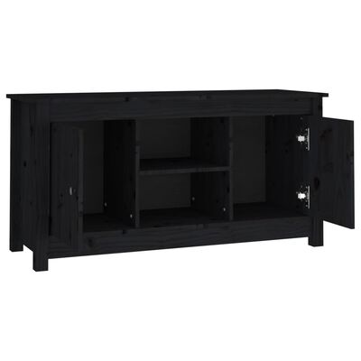 vidaXL ТВ шкаф, черен, 103x36,5x52 см, бор масив