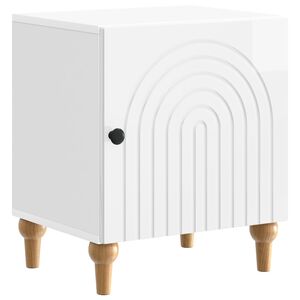 vidaXL Нощен шкаф Бял гланц 43 x 34,5 x 50 см Инженерна дървесина