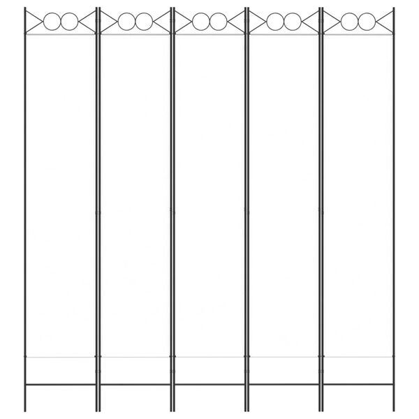 vidaXL Параван за стая, 5 панела, бял, 200x200 см, текстил