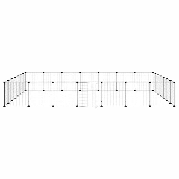 vidaXL Клетка за животни с врата, 28 панела, черна, 35x35 см, стомана
