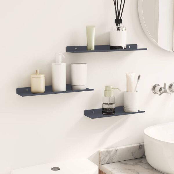 vidaXL Плаващ рафт 3 pcs Антрацит 40 x 9 x 2,5 см Стомана