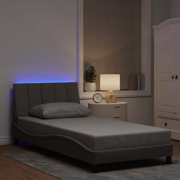 vidaXL Рамка за легло без матрак Hanko, таупе, 100x200 см, плат