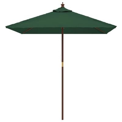 vidaXL Градински чадър с дървен прът, зелен, 198x198x231 см