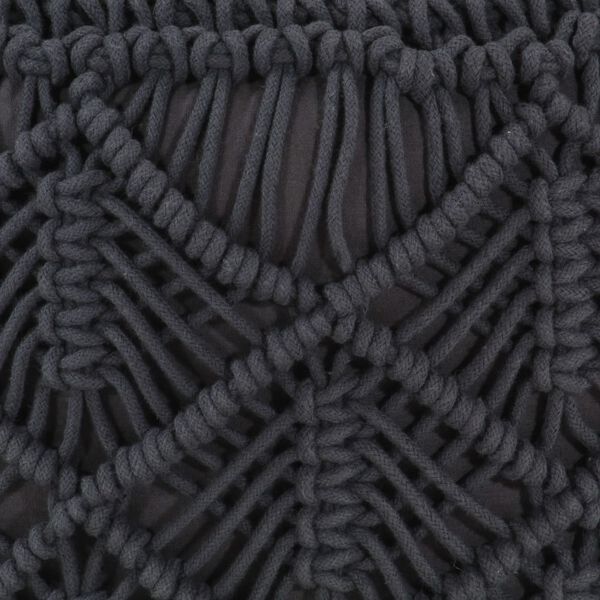 vidaXL Ръчно изработен пуф в макраме, антрацит, 45x30 см, памук