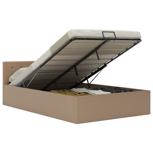 vidaXL Легло с повдигащ механизъм капучино изкуствена кожа 140x200 cм