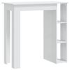 vidaXL Бар маса с рафт, бял гланц, 102x50x103,5 см, инженерно дърво