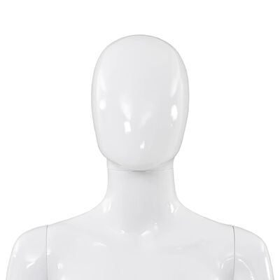 vidaXL Женски манекен в цял ръст, стъклена основа, бял гланц, 175 см