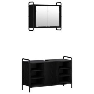 vidaXL Комплект шкафове за баня 2 бр. Черен дъб 65,5 x 34 x 61 см