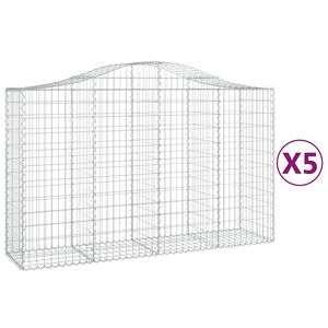 vidaXL Габионни кошници арка 5 бр 200x50x120/140см поцинковано желязо