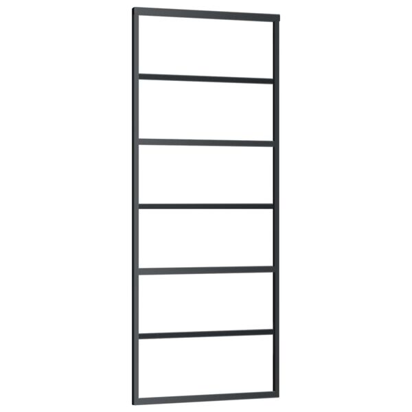 vidaXL Плъзгаща се врата с механизъм, ESG стъкло и алуминий, 76x205 см