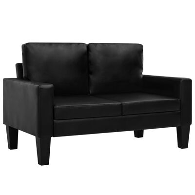 vidaXL 2-местен диван, изкуствена кожа, черен