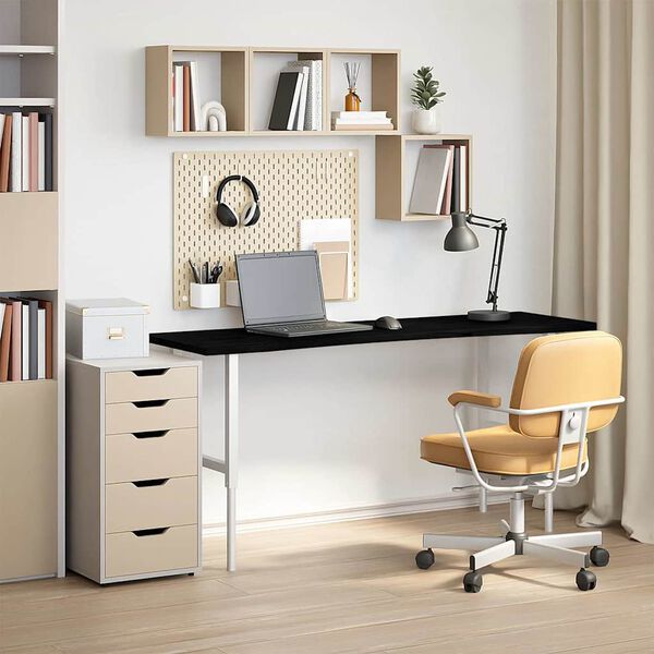 vidaXL Плот за бюро, тъмнокафяв, 160x50x2,5 см, дъб масив, правоъгълна