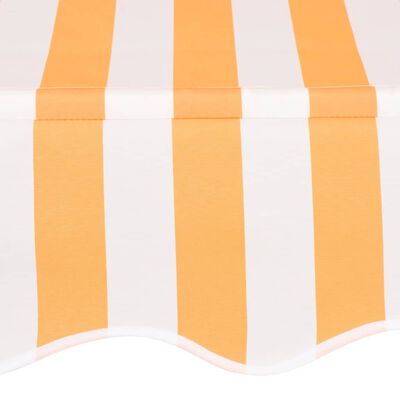 vidaXL Ръчно прибиращ се сенник, 150 см, оранжеви и бели ивици