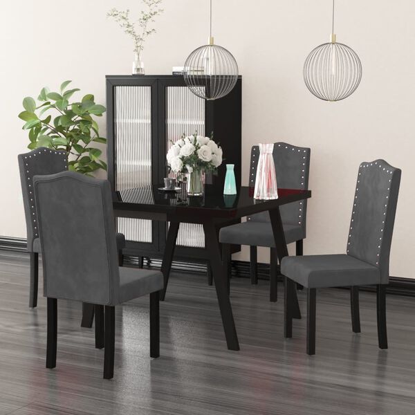 vidaXL Трапезни столове, 4 бр, тъмносиви, кадифе