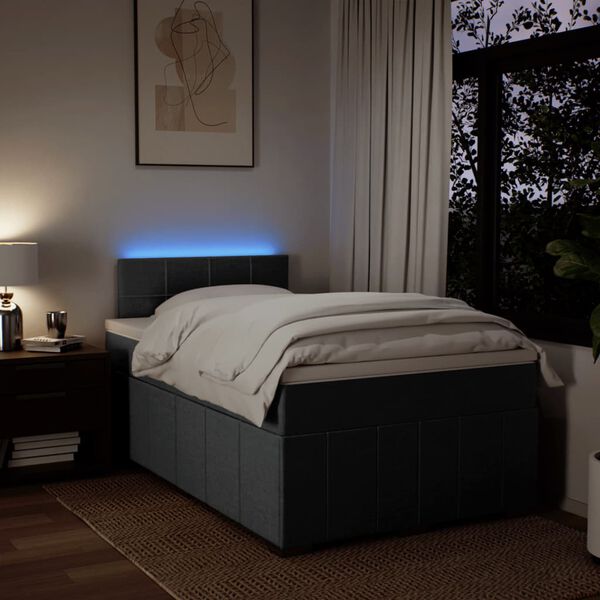 vidaXL Боксспринг легло с матрак, тъмносиво, 120x190 см, плат