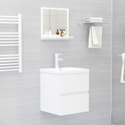 vidaXL Огледало за баня, бял гланц, 40x10,5x37 см, ПДЧ