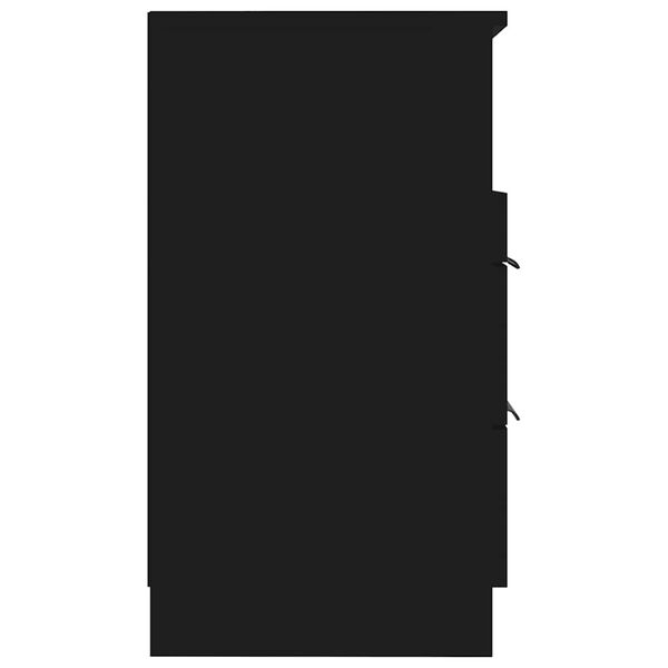 vidaXL Нощно шкафче, черно, инженерно дърво