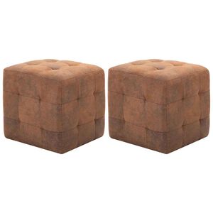 vidaXL Пуфове, 2 бр, кафяви, 30x30x30 см, изкуствен велур