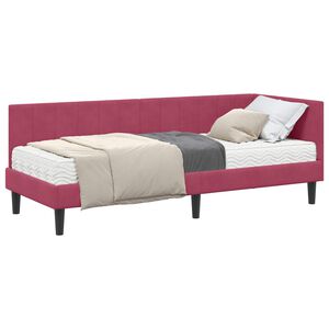 vidaXL Ъглова рамка за легло с матрак 2 бр. Виненочервен 80 x 200 cm
