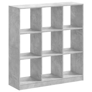 vidaXL Библиотека, бетонно сива, 102x32x108 см, инженерно дърво