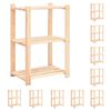 vidaXL 3-етажни стелажи, 10 бр, 60x38x90 см, бор масив, 150 кг