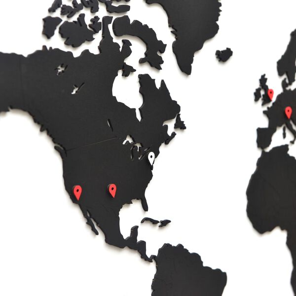 MiMi Innovations Карта на света стенна дърво Luxury черна 90x54 см