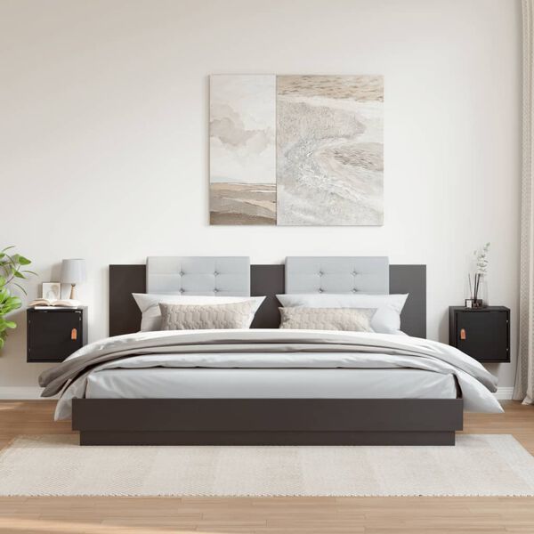 vidaXL Стенни шкафове, 2 бр, черни, 31,5x30x30 см, бор масив