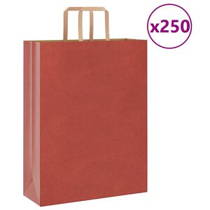 vidaXL Хартиени торбички 250 бр с дръжки червени 32x12x42 см