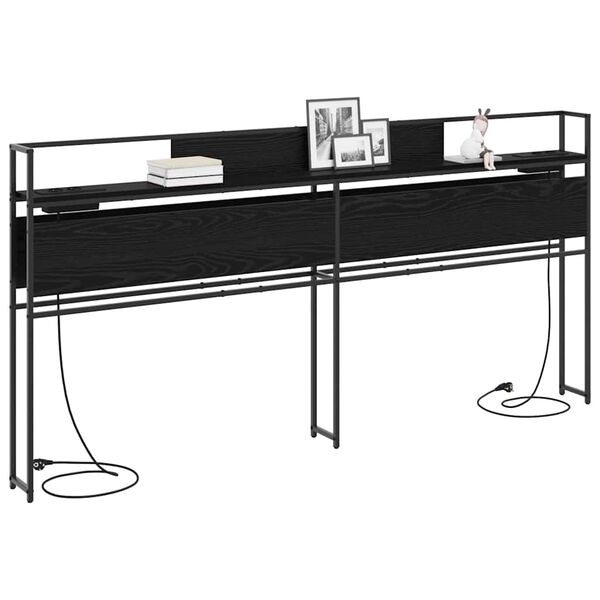 vidaXL Табла за съхранение с рафт Черен дъб 180 cm Инженерно дърво