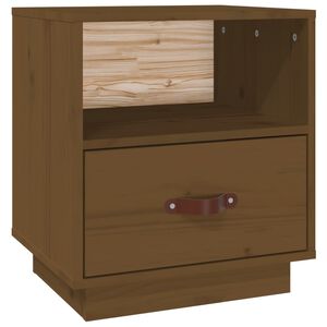 vidaXL Нощно шкафче, меденокафяво, 40x34x45 см, борово дърво масив