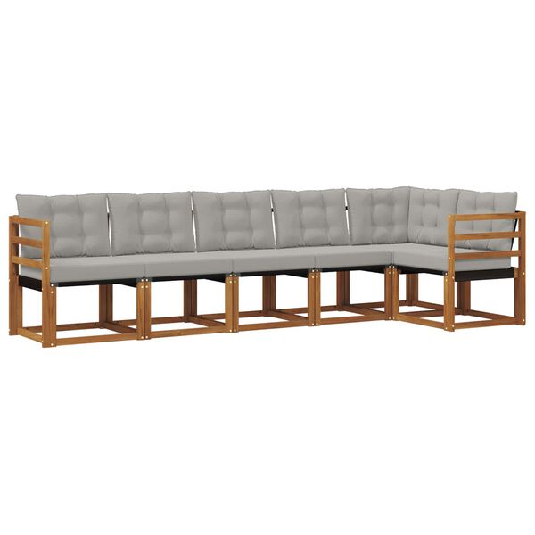 vidaXL Комплект дивани за открито 6 pcs Естествено и светло сиво