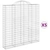 vidaXL Габионни кошници арка 5 бр 200x30x200/220 см поцинковано желязо