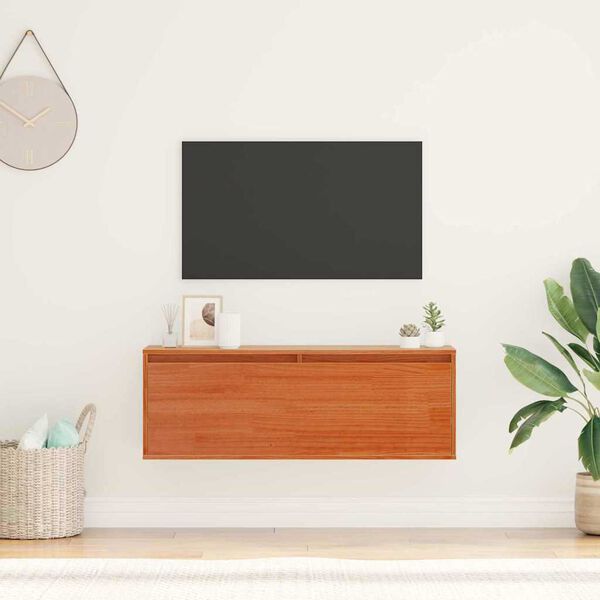 vidaXL Стенен шкаф с рафт Кафяво с восъчно покритие 100 x 30 x 35 см