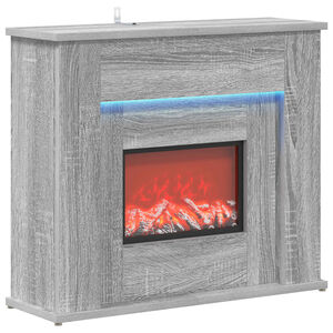vidaXL Камина с LED лента Сив Сонома 63 x 20 x 54,5 cm