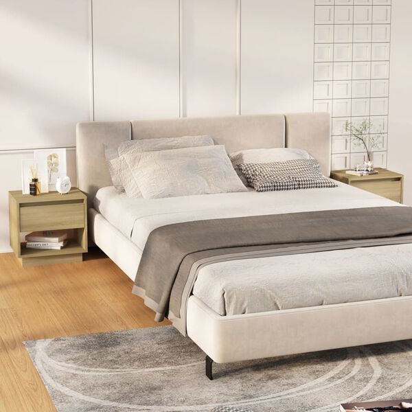 vidaXL Нощни шкафчета, 2 бр, сонома дъб, 45x34x44 см, инженерно дърво