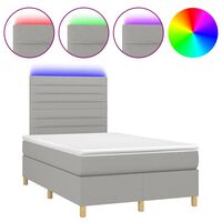 vidaXL Боксспринг легло с матрак и LED, светлосиво, 120x190 см, плат